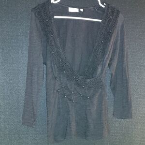 Deletta Black Textured Top